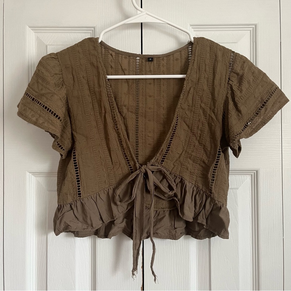 Army Green Tie-Up Top